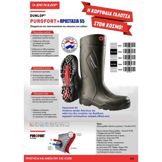 DUNLOP ΜΠΟΤΕΣ ΓΟΝΑΤΟΥ Purofort+ S5 C762933 No41 Με Προστασία Δακτύλων