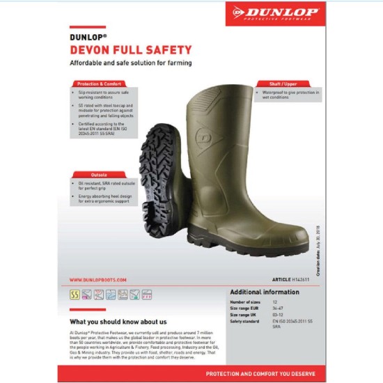 DUNLOP Μπότες γονάτου Devon S5 πράσινες H142611 No47